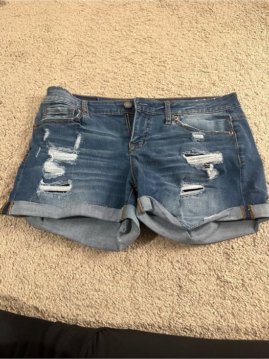Aeropostale Pants - Aeropostale Distressed Blue Denim Roll-Cuff Shorts